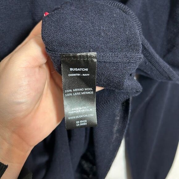 Bugatchi Super Merino Wool Turtleneck Sweater Mens XL Navy Blue Lightweight - Picture 6 of 6